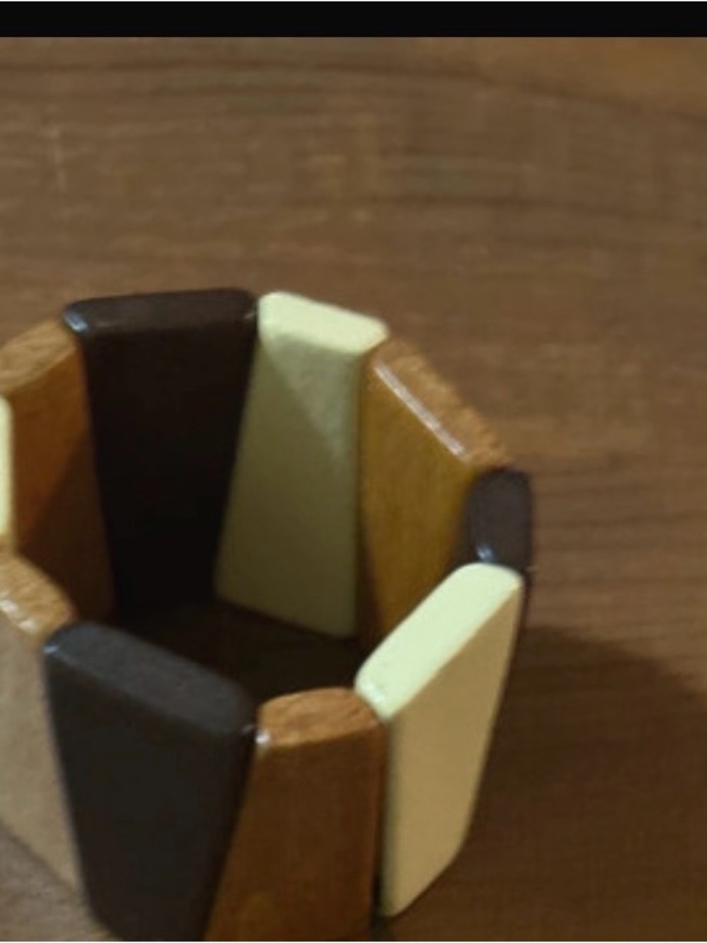 Wooden Multi-Color Stretch Bracelet - Cream, Brown, Dark Brown